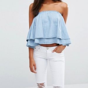ASOS STRAPLESS DENIM TUBE TOP STRAPLESS XS